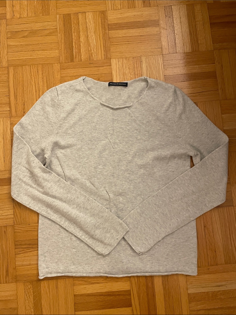 Brandy Melville Boatneck Knit Sweater - Heather Grey